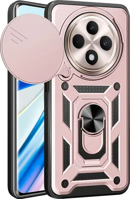Produktbild von Hülle für Oppo Reno12 F 5G Magnetische Ring Ständer Halter Dia Kameraschutz TPU Bumper Silikon Schutzhülle Rosa