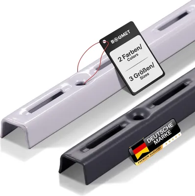 Produktbild von BOOMET Wandschienen 1-reihig · Länge: 100cm Menge: 10 · Farbe: Weiß Regalsystem Wandschiene für Regalhalter Wandregal Schienensystem für Regalträger