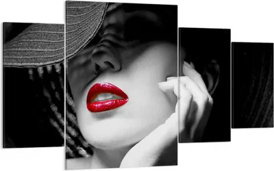 Produktbild von Bild auf Leinwand - Leinwandbild - Frau Gesicht Lippen - 160x90cm - Wand Bild - Wanddeko - Leinwanddruck - Bilder - Kunstdruck - Wanddekoration - Leinwand bilder - Wandkunst - DL160x90-3618