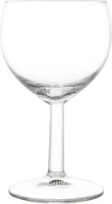 A clear, professional studio shot of an empty wine glass against a white background.