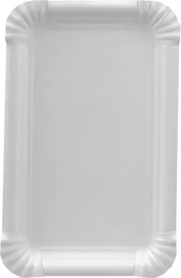 Produktbild von 1000 tradingbay24 Teller, Pappe [ff] eckig 11 cm x 17,5 cm weiss extra stark tbU95643 Einewgteller Pappteller stabil