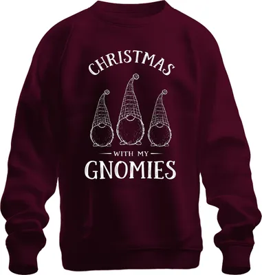 Produktbild von Christmas with my Gnomies Weihnachten Weihnachtswichtel Gnome Uni Sweatshirt Pullover, Burgundy, 3XL