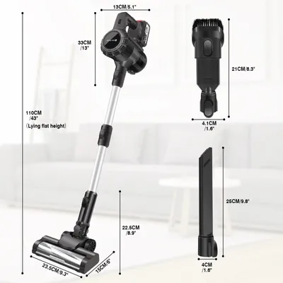 Image de Aspirateurs sans fil - Aspirateurs à main - Aspirateurs à manche - Puissance d'aspiration de 15 000 Pa - Batterie lithium-ion 21 V, 3,0 Ah - Filtre HEPA lavable - Brosse avec éclairage LED - Écran LCD - Sans sac