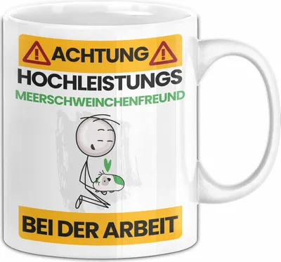 Produktbild von Meerschweinchenfreund Tasse Geschenk Lustiger Spruch Geschenkidee für Meerschweinchenfreund Achtung Hochleistungs Meerschweinchenfreund Bei Der Arbeit (Weiß)
