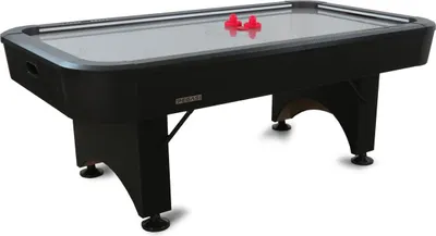 Produktbild von Pegasi Airhockey Tisch Montreal Steel & LED 7ft - 213x122x81cm - Klappbar - Mit LED Beleuchtung in 4 Farben - Edelstahl Spielfeld - Air Hockey Table für Zuhause - Für Kinder und Erwachsene - Inkl. Zubehör - Schwarz