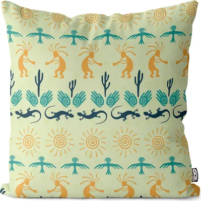 Produktbild von VOID Kokopelli Muster Tribal Kissenbezug Kissenhülle Polyester wasserfest Outdoor Indoor
