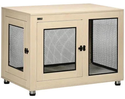 Obrázek produktu pro Klec pro psy – Moderní design – Uzamykatelná – 2 dveře – Horizontální posuvné dveře – 94 x 60 x 71,5 cm – Armádově zelená