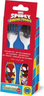 Immagine prodotto di Set di posate in metallo Spiderman Spidey Friends, 2 pezzi