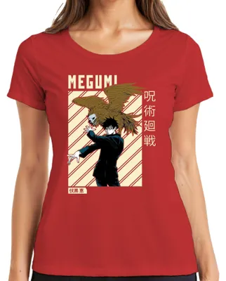 Immagine prodotto di MEGUMI Jujutsu Kaisen 呪術廻戦 Fushiguro Shikigami Anime Estetica Donna Maglietta, Rosso, M