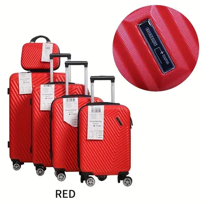 Immagine prodotto di Valigie da viaggio in set da 5 pezzi, colore rosso, realizzate in materiale ABS, con lucchetto numerico e ruote silenziose