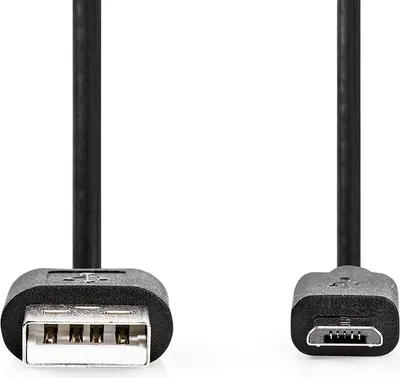 Image de Câble USB | USB 2.0 | USB-A mâle | USB Micro-B mâle | 7,5 W | 480 Mbps | Nickelé | 1,00 m | Rond | PVC | Noir | Etiquette