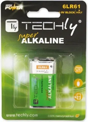 Image de Techly 9V 6LR61 PP3 piles alcalines, 1pc.