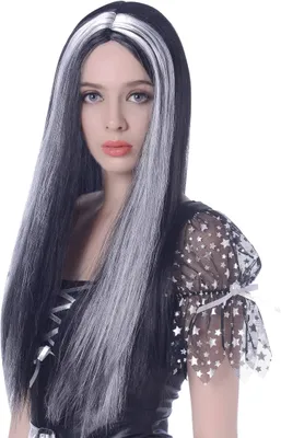 Produktbild von Langhaarperücke Halloween Kostümzubehör schwarz-weiss