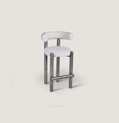 Obrázek produktu pro Designer Weißer Barhocker Mit Edelstahlfüßen Luxus Einsitzer Bar Möbel