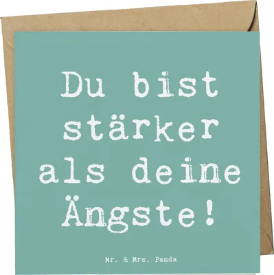 Produktbild von Mr. & Mrs. Panda Grußkarte Spruch Angst überwinden - Meeresbrise - Geschenk, Klappkarte, Vertrauem, Selbstbewusstsein, Glückwunschkarte, Inspiration, anlasskarte, Trost