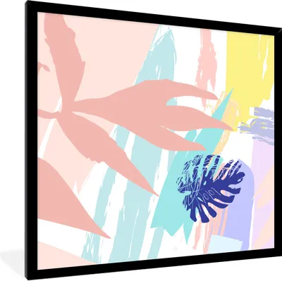 Produktbild von MuchoWow® Gerahmtes Poster Sommer - Gelb - Strand 40x40 cm - Poster mit Schwarzem Bilderrahmen Wandposter Rahmen Foto Bilder - Mit Rahmen - Wanddekoration Schlafzimmer