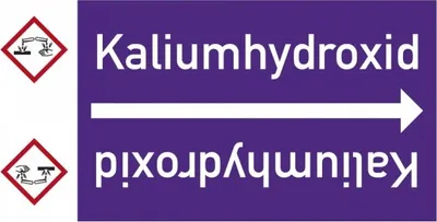 Produktbild von Dreifke® Rohrleitungsband Kaliumhydroxid, DIN 2403, ab Ø 15mm, violett/weiß, ...