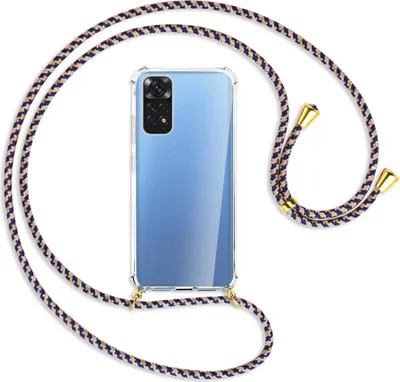 Produktbild von Handykette Backcover-Schutzhülle mit Band (Metall goldfarben) für Xiaomi Redmi Note 11S 4G - blau+beige