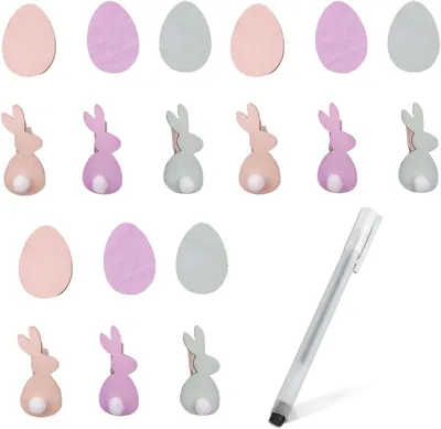 Imagen del producto de Mini juego de grapas de madera, 18 unidades, con motivos de Pascua, para decoración