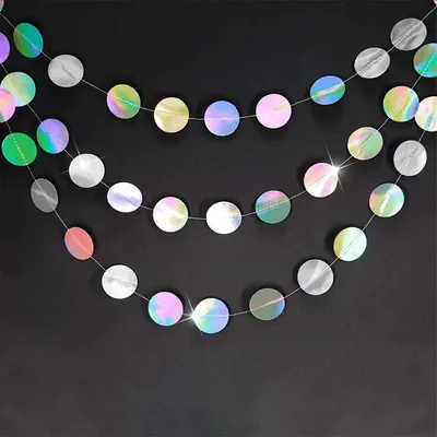 Produktbild von Partydekoration - Papier Girlande Banner - 3,75 m Lang - Laser Glanz - Geburtstag Hochzeit Babyparty Jubiläum - Silber