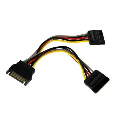 Zdjęcie produktu dla StarTech.com PYO2SATA, SATA 15-pin, 2 x SATA 15-pin, 0,15 m, Męska, Żeńska, Prosty