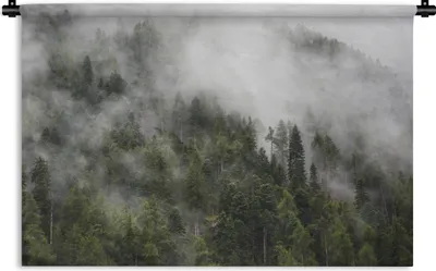 Produktbild von MuchoWow® Wandteppich Wandbehang Wald - Nebel - Berg 120x80 cm Tapisserie Dekoration Wandtuch - Wanddekorationen - Wandtücher