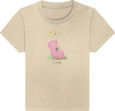 Produktbild von Mr. & Mrs. Panda Babyshirt Schwein Glück 12. - 18. Monat - Natural Raw - Geschenk, Öko Baby T-Shirt, Glücksbringer, Kleinkind Shirt, Sterne, Jerseyshirt, Kinder,