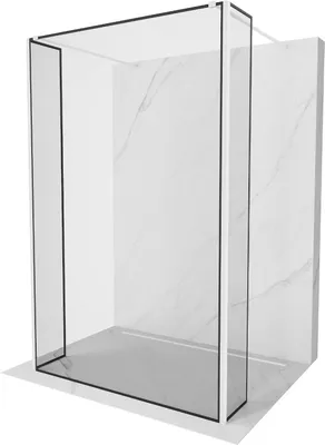 Produktbild von Mexen Kioto freistehende Duschwand 160 x 30 x 30 cm, schwarzes Muster, weiß - 800-160-030-222-20-70-030