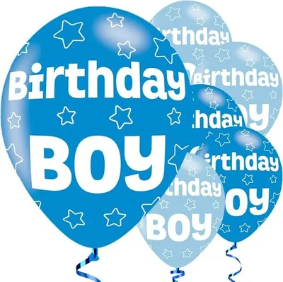 Produktbild von 6 Birthday Boy Sternen Luftballons 28cm