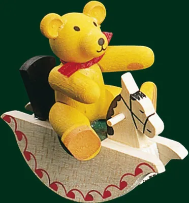 Produktbild von Holzfigur Holzbär auf Schaukelpferd Höhe= 6cm NEU