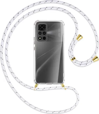Produktbild von Handykette Backcover-Schutzhülle mit Band (Metall goldfarben) für Honor View 40 Pro (V40 Pro, 6.6'') - weiß/grau