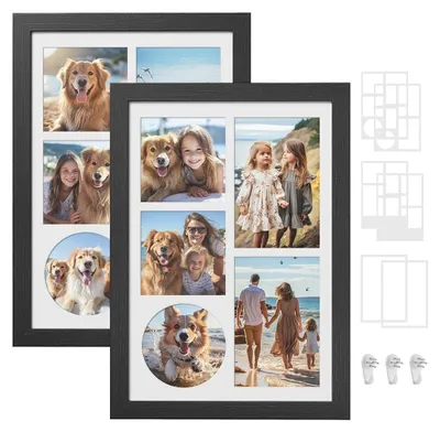 Obrázek produktu pro Dvouksdílná sada fotorámečků vyrobená z MDF a skla – lehká – rozměry 36,5 x 26 cm