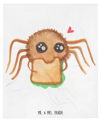 Produktbild von Mr. & Mrs. Panda Kuscheldecke Spinne Agathe Sandwich - Weiß - Geschenk, Winterdecke, Hungrig, Decke, Tagesdecke, Bettdecke, Schlafdecke, Hunger, Lebensfreude, Mut, Glück