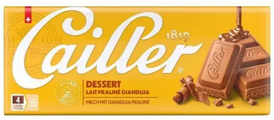 Produktbild von Cailler Dessert, Milchschokolade, 100 g, 376 kJ, 90 kcal, 5,8 g, 7,9 g
