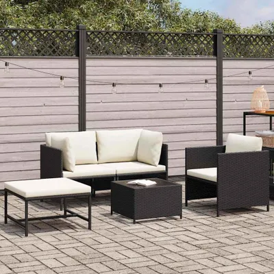 Zdjęcie produktu dla vidaXL 4-częściowa sofa ogrodowa z poduszkami z czarnego polirattanu