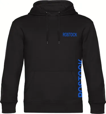 Produktbild von multifanshop Kapuzen Sweatshirt - Rostock - Brust & Seite, schwarz, Größe XL