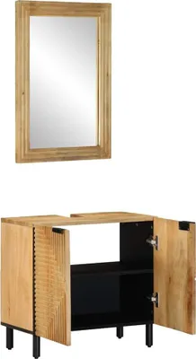 Produktbild von vidaXL 2-tlg. Badmöbel-Set Braun Massivholz Mango