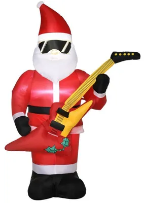 Obrázek produktu pro Nafukovací Santa Claus s elektrickou kytarou | Barva: červená | Rozměry: 75 x 140 x 215 cm