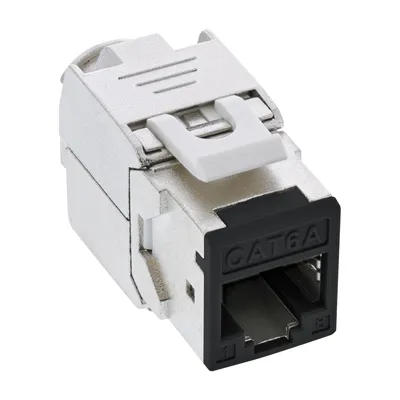 Produktbild von InLine Keystone RJ45 Buchse, geschirmt, Cat.6A, schwarz 8er Pack, Flach, Schwarz, RJ-45, RJ-45, Weiblich, Weiblich