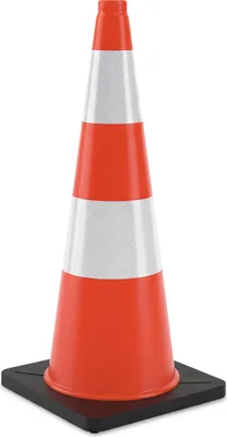 Produktbild von Relaxdays Leitkegel, 90 cm, Absperrkegel, hohe Sichtbarkeit, reflektierend, Pylon Baustelle,  PVC & Gummi, orange/silber