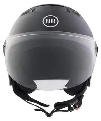 Produktbild von BHR 834 FLOW, Demi-Jet Helm ECE 22.06, Sommer-Rollerhelm mit 16 Belüftungslöchern, Kratzfestes Visier & Mikrometrischer Verschluss, Schwarz Metallic, XS