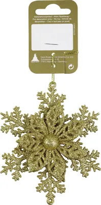 Produktbild von Weihnachtsanhänger Schneeflocke aus Kunststoff 10 x 10 cm gold 1 Stück