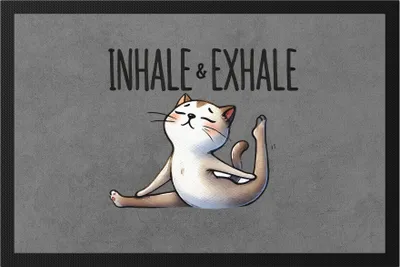 Produktbild von Inhale & Exhale Fußmatte Geschenkidee für Yoga-Fans und Katzenliebhaber