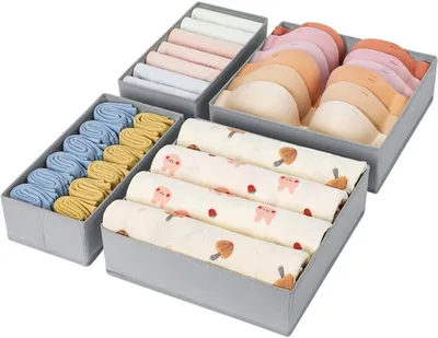 Produktbild von Azomor® Faltbare Aufbewahrungstasche für Socken und Accessoires mit Reißverschluss in Hellgrau