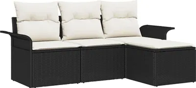 Obrázek produktu pro vidaXL Zahradní sedací souprava 4 ks černá 55 x 55 x 37 cm Poly-ratan