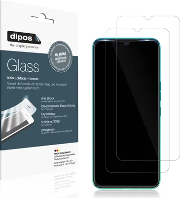Produktbild von 2x Schutzfolie für Tecno Spark 7T - Anti-Shock 9H Folie dipos Glass Kunststoffglas