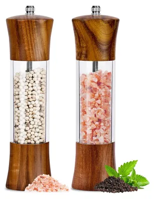 Salz- und Pfeffermühlen-Set aus Holz, 2 Stück, Keramikmahlwerk