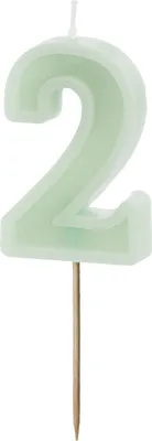 Produktbild von Geburtstagskerze Zahl 2, grün, 6 cm