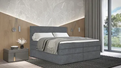 Obrázok produktu pre Americká posteľ 160x200 CALVIA 2 - šedá + topper