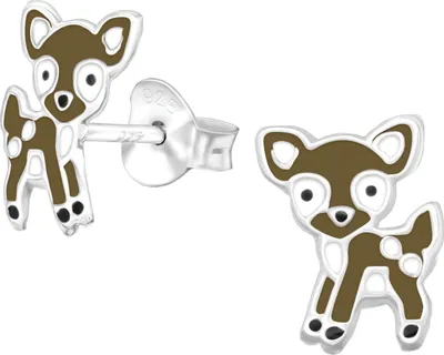 Produktbild von Kinder Ohrringe Ohrstecker 925 Sterling Silber mit kleinem Rehkitz